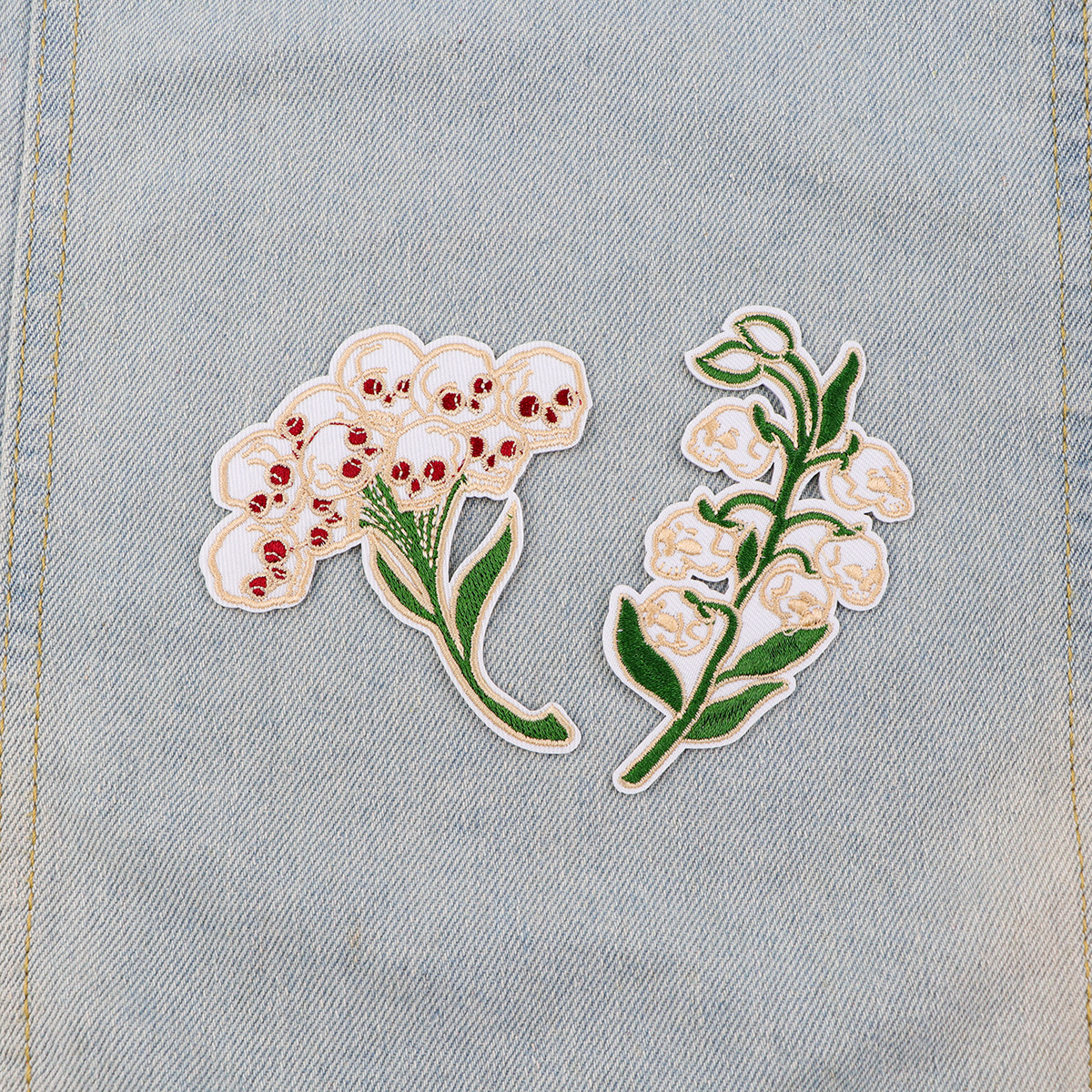 Esqueleto Lírio Patches Bordados, Roupa do Dia das Bruxas, Emblema DIY, Patches Adesivos, Patches dos desenhos animados na roupa, Adesivo Apliques