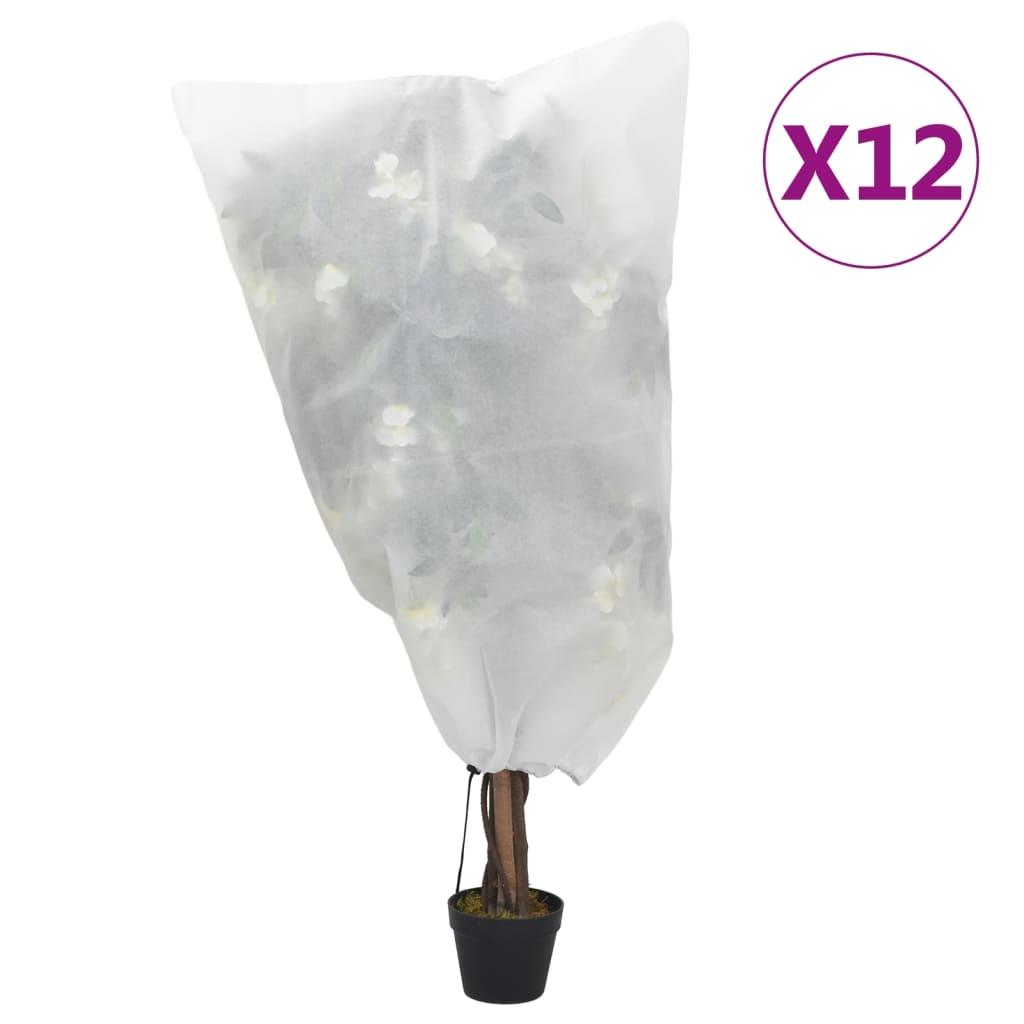 12 Pcs Plant Fleece Covers with Drawstring - 70 g/m², 0.8x1.2 m Garden Protection