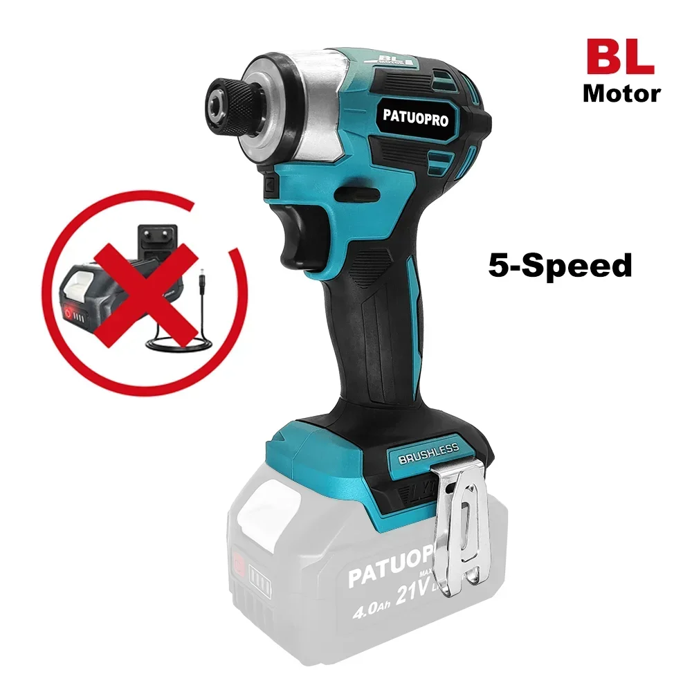Kit de controlador de impacto compacto inalámbrico de 5 velocidades, destornillador eléctrico sin escobillas de 1/4 pulgadas, herramienta eléctrica para batería Makita de 18v (sin batería)