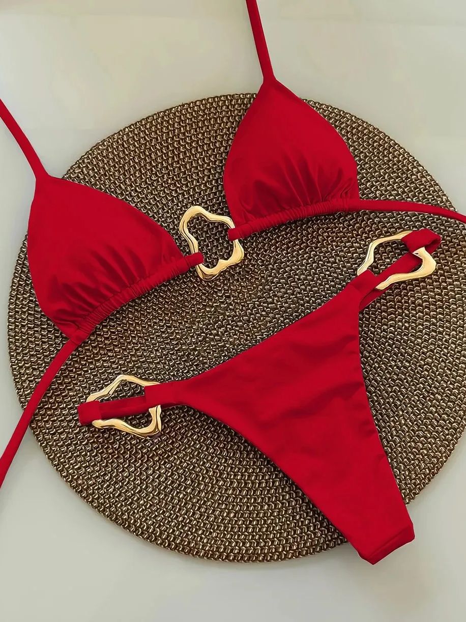 Bikini Micro Halter Sexy 2026 para Mujer, Traje de Baño Sólido, Conjunto de Bikini con Tanga, Ropa de Playa Brasileña, Traje de Baño Femenino