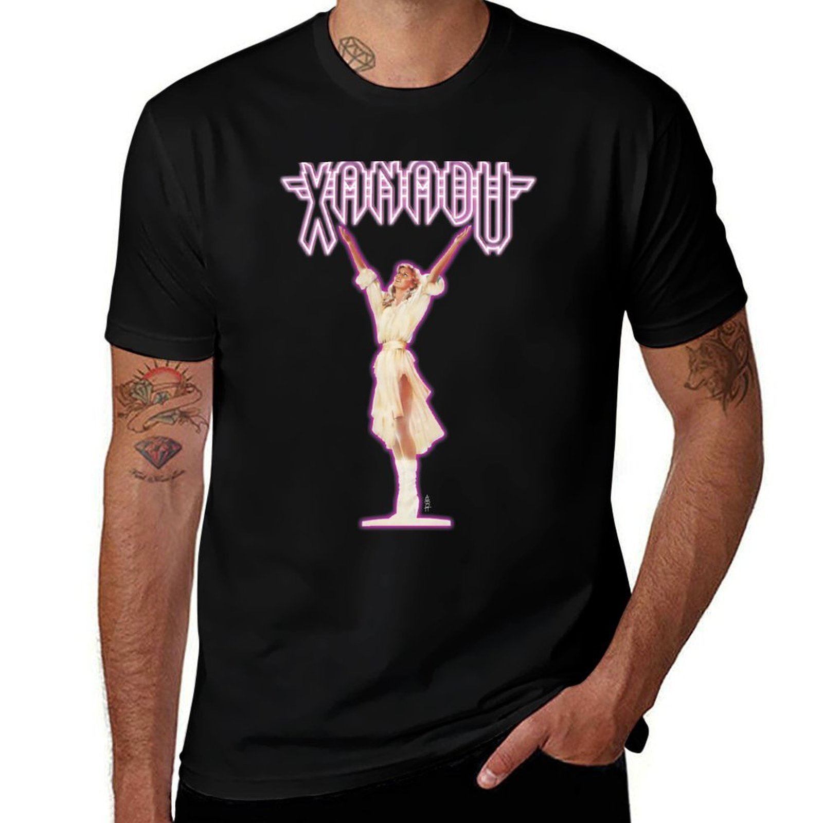 XANADU Kira Olivia Newton-John - Kaus Ungu Bersinar Kaus Pria Kaus Katun Desainer Kaus Paket