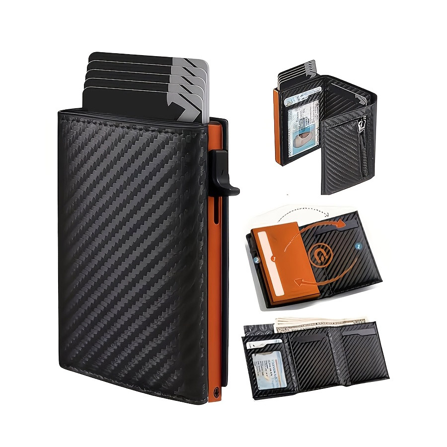 Carteira Automática Pop-Up com Bloqueio RFID Multicolorida, Estojo Minimalista de Alumínio Fino para Cartões de Crédito para Homens