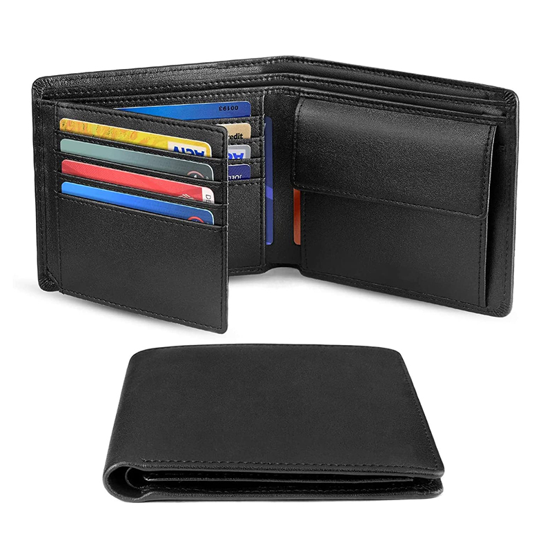 Cartera para hombre YATBEST, tres pliegues, gran capacidad, 100% de cuero genuino, cepillo antirrobo RFID con bolsillo para monedas, monedero minimalista