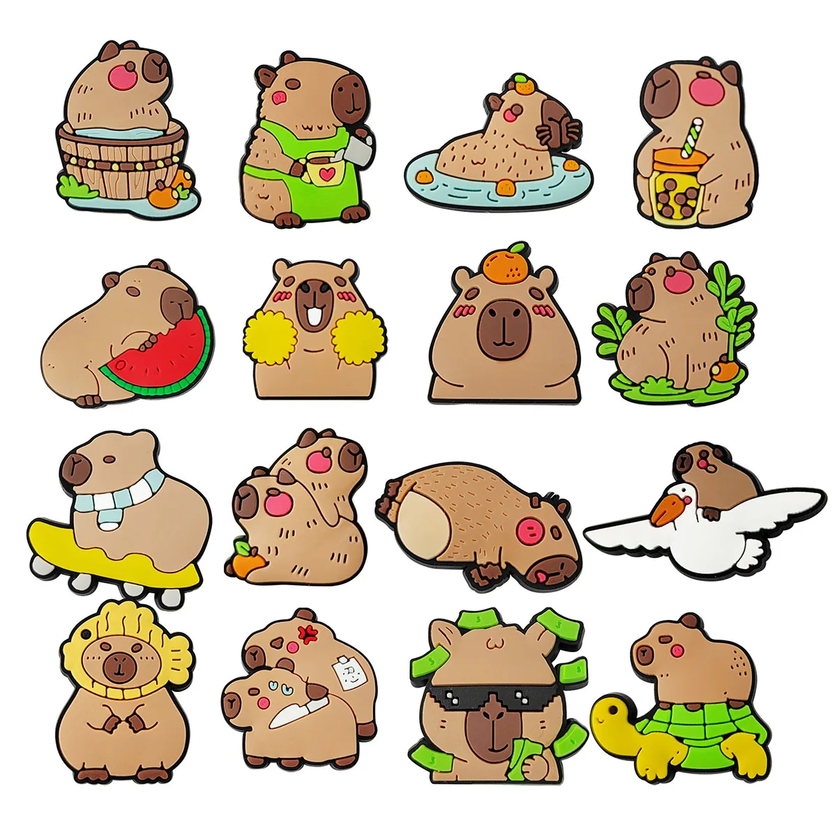 Pin de dijes de animales Capybara para zapatos, accesorios de cocodrilo, zuecos, toboganes de burbujas, decoración de zapatos DIY, hebilla, regalos de fiesta