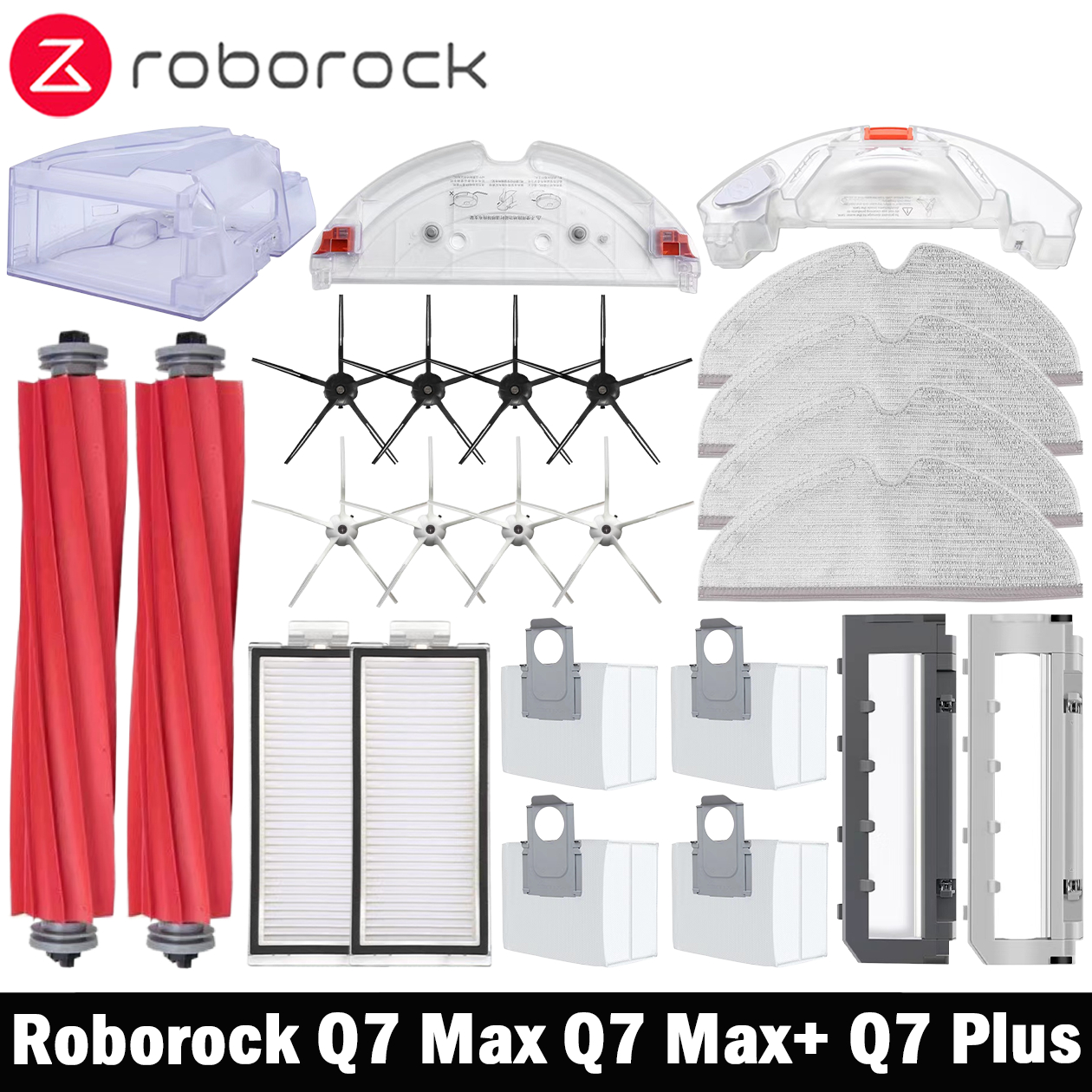 Roborock Q7 Max / Q7 Max+ / Q7 Plus / T8 Hepa 필터 로봇 진공 청소기 예비 부품 메인 사이드 브러시 걸레 천 먼지 봉투