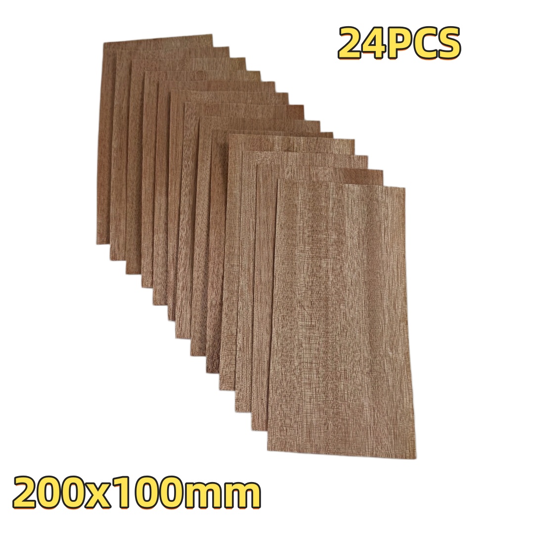 24 szt. Naturalna czerwona fornir z orzecha włoskiego 0,4 mm, cienka fornir z prawdziwego drewna do korpusów gitar, dekoracji mebli, majsterkowania, intarsji, 20x10 cm