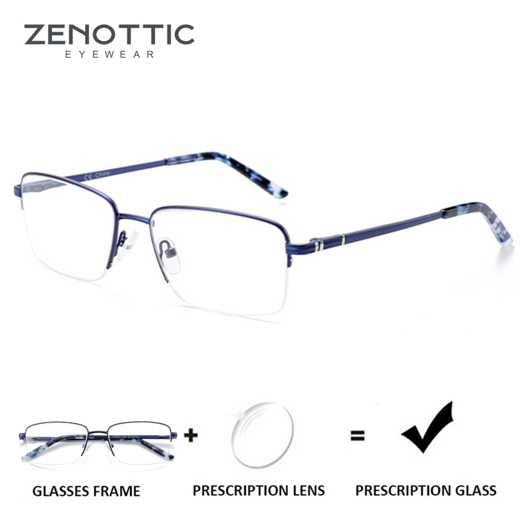 ZENOTTIC очки по рецепту без оправы, прогрессивные очки, фотохромные очки с синим светом, оптические очки для близорукости