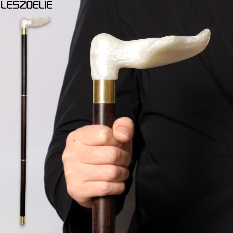 Bastón de palisandro africano de lujo con mango de resina blanca para hombres y mujeres, bastones elegantes para caminar, moda izquierda y derecha