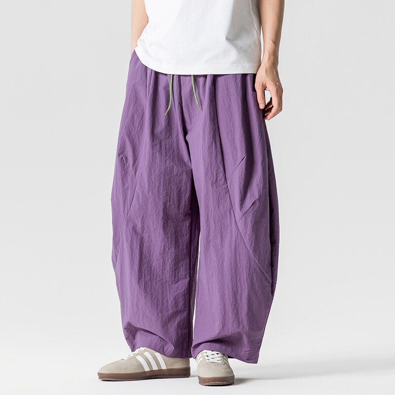 Szerokie spodnie męskie i damskie letnie lekkie cienkie jednolite proste codzienne spodnie elastyczna talia spodnie Harun luźne oversize streetwear