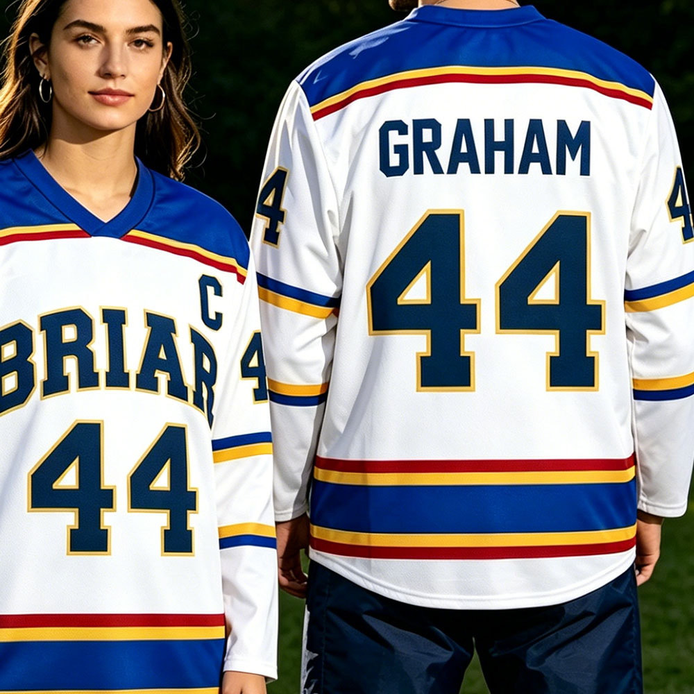 เสื้อยืดลายกราฟิก Off Campus Briar University Hockey Jersey Graham 44 22 DI LAURENTIS 66 Tucker46 สำหรับผู้ชายและผู้หญิง
