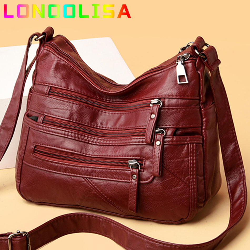 คุณภาพสูงผู้หญิงหนังนุ่มไหล่กระเป๋า Multi-Layer กระเป๋าคลาสสิก Crossbody กระเป๋าออกแบบกระเป๋าถือและกระเป๋า
