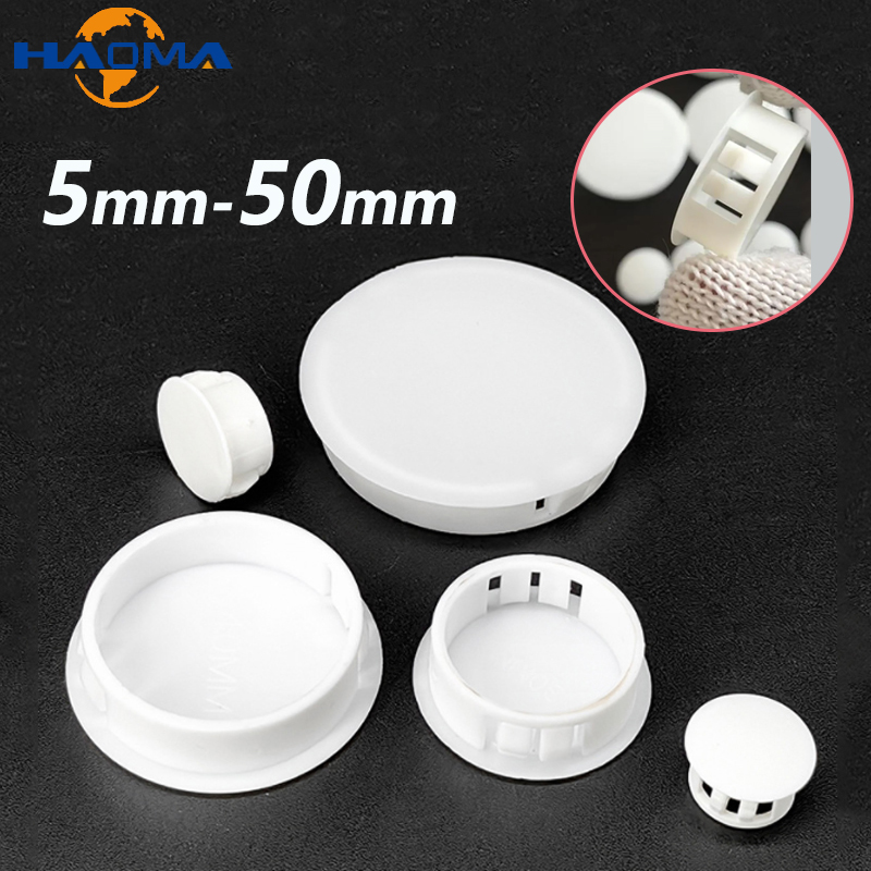 Tapón de agujero de plástico blanco, cubierta a presión, tapón redondo a presión, tapas de orificio de plástico, tapas ciegas, tapón de sellado de 5mm-50mm