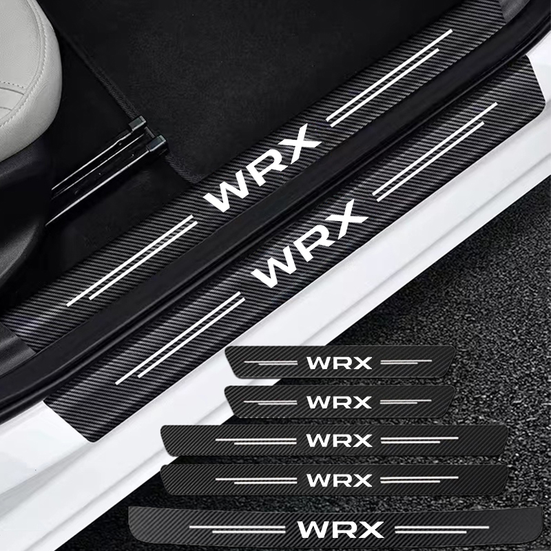 Auto Carbon Fiber Decals Stickers Car Door Threshold Scuff For Subaru Wrx Sti Accessories