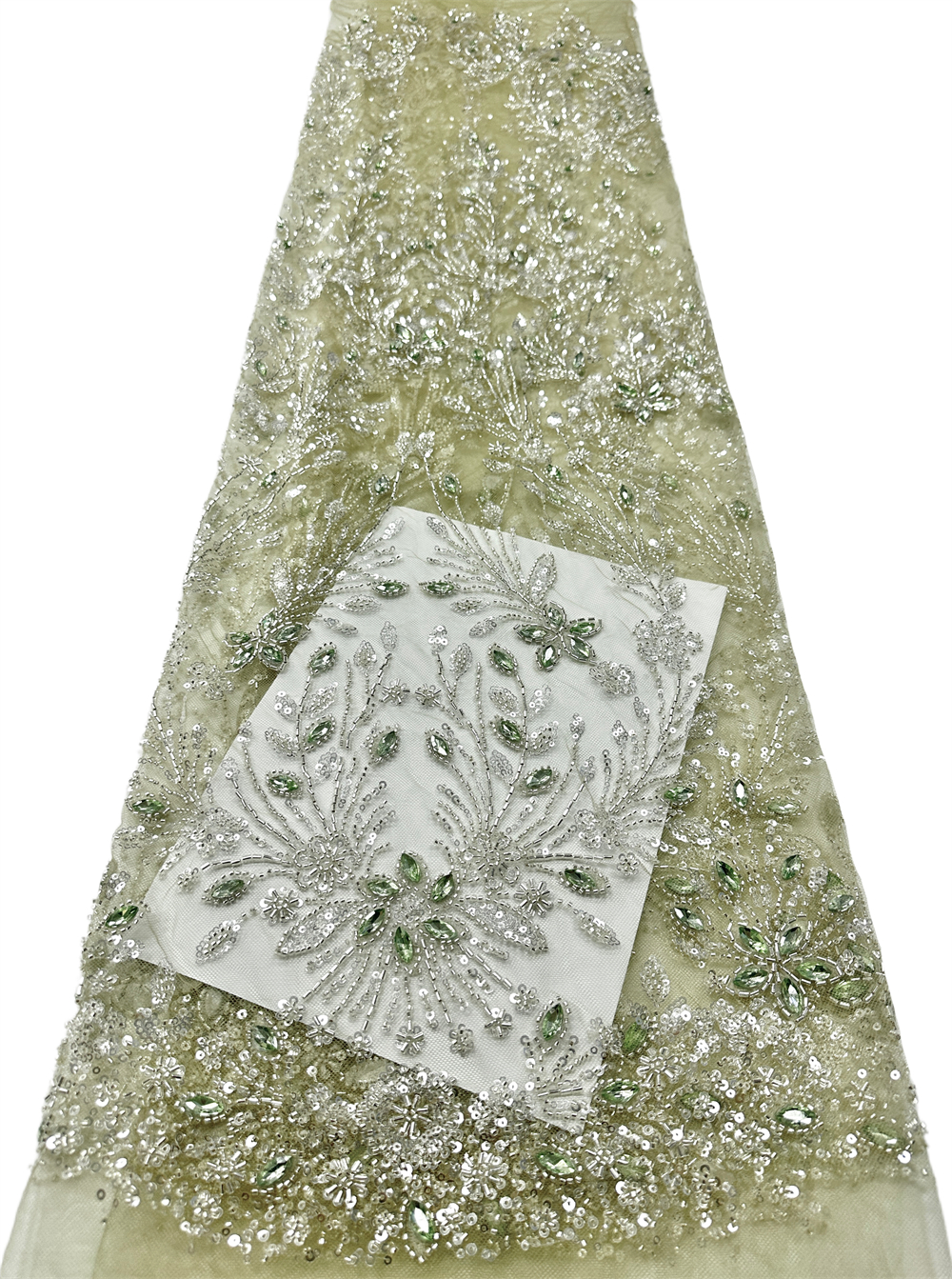 Green African Beaded Lace Fabric High Quality Nigerian Sequins French Tulle Fabrics Material For Wedding Party Dress Women Sew