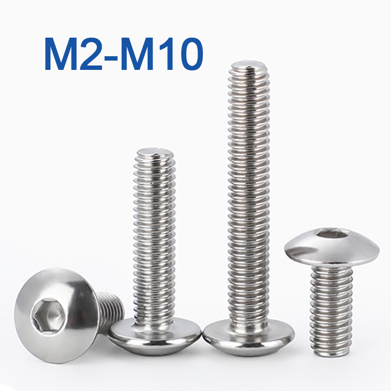 Vis à six pans creux en acier inoxydable 304 (A2-70) Vis à six pans creux à tête plus lente Boulon à tête ronde à six pans creux M2 M2.5 M3 figuré M5 M6 M8 M10