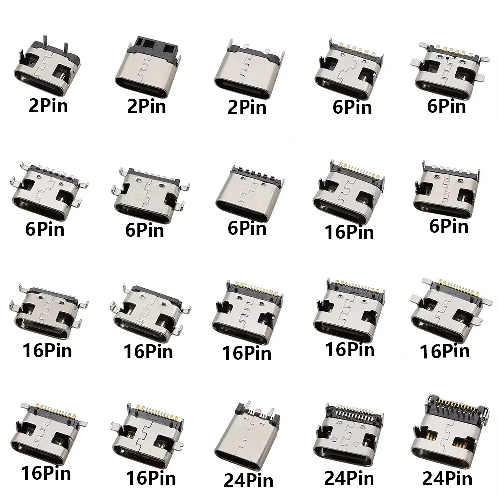 10szt USB typu C Złącze lutownicze Port ładowania 2P 6P 16P 24-pinowe gniazdo żeńskie USB-C do PCB Telefon komórkowy DIY Naprawa