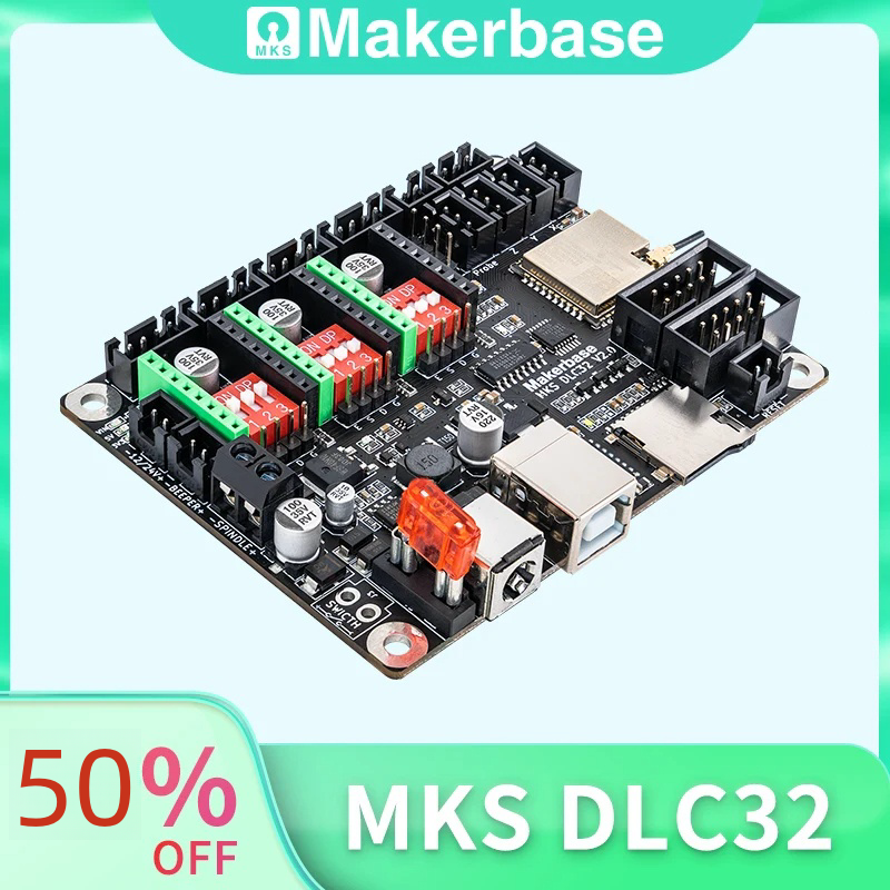 Контроллер Makerbase MKS DLC32 Grbl работает для лазера и ЧПУ с ESP32 WIFI и сенсорным экраном TS35/24 для лазерного гравировального станка
