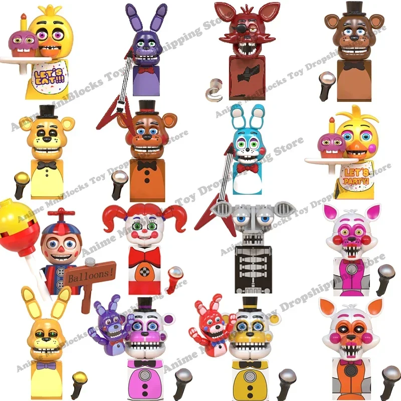 WM6074 WM6097 Сборка мини-кирпичи FNAF Игровая фигурка Чика Фокси Медведь Бонни Кошмар Мальчик Малыш Скелет Триллер Игрушки подарок
