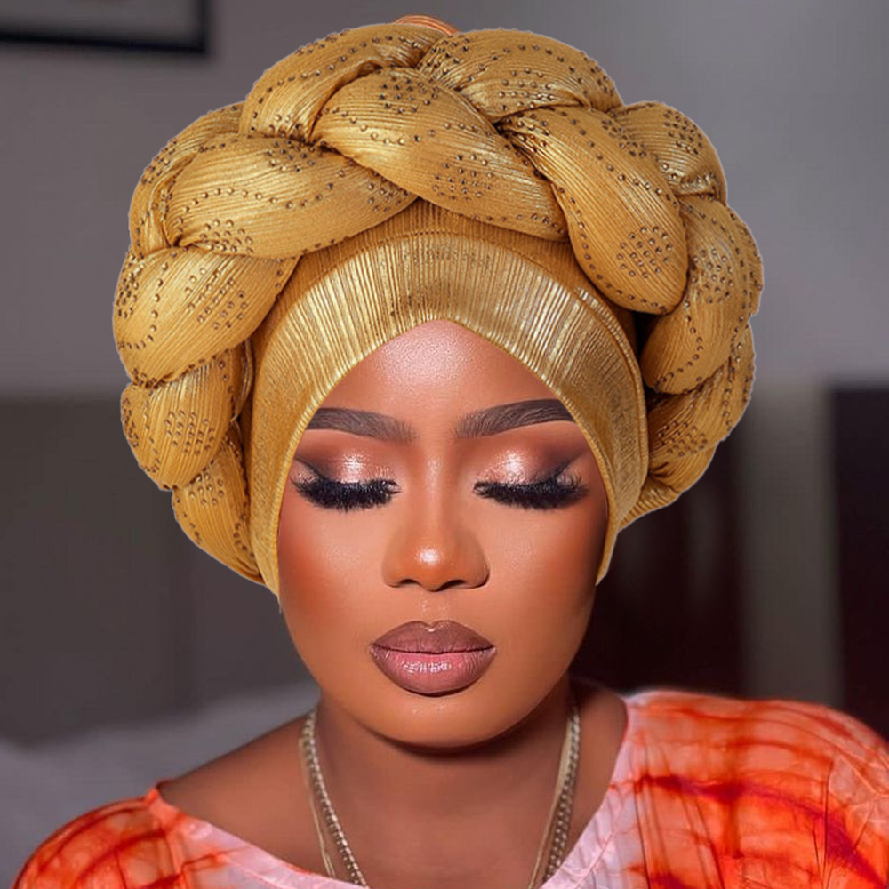 Shiny Diamonds Braid Turban Cap for Women Ready to Wear African Headtie Female Head Wraps Bonnet Turbante Mujer Muslim Hat