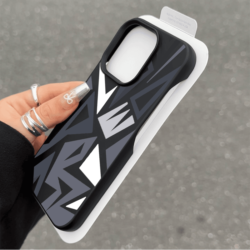 Creative Trendy Brand Geometry For iPhone 16 Pro Max Phone Case Borderless 15 Pro 14 13 12 Anti Drop 11 XS Shockproof TPU Cover