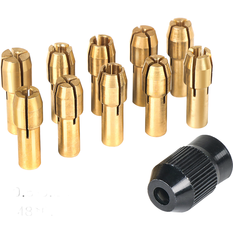 11 Pçs/lote Mini Broca Mandril de Pinça de Latão para Ferramenta Rotativa Dremel 0.5-3.2mm Latão e Porca para Conjunto de Acessórios Dremel