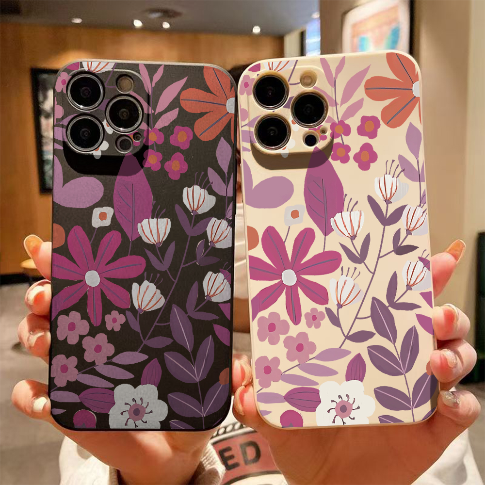 Exotische Bloem siliconen Telefoonhoesje voor IPhone 14 15 16 Plus voor IPhone 13 14 15 12 11 16 Pro Max 12 Mini XS Max TPU Bescherm Cover