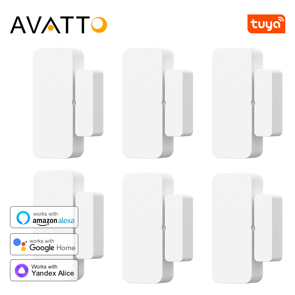 AVATTO Tuya WiFi 1-6PC capteur de porte détecteur de porte fenêtre intelligent alarme de sécurité à domicile APP télécommande fonctionne pour Alexa Google Home
