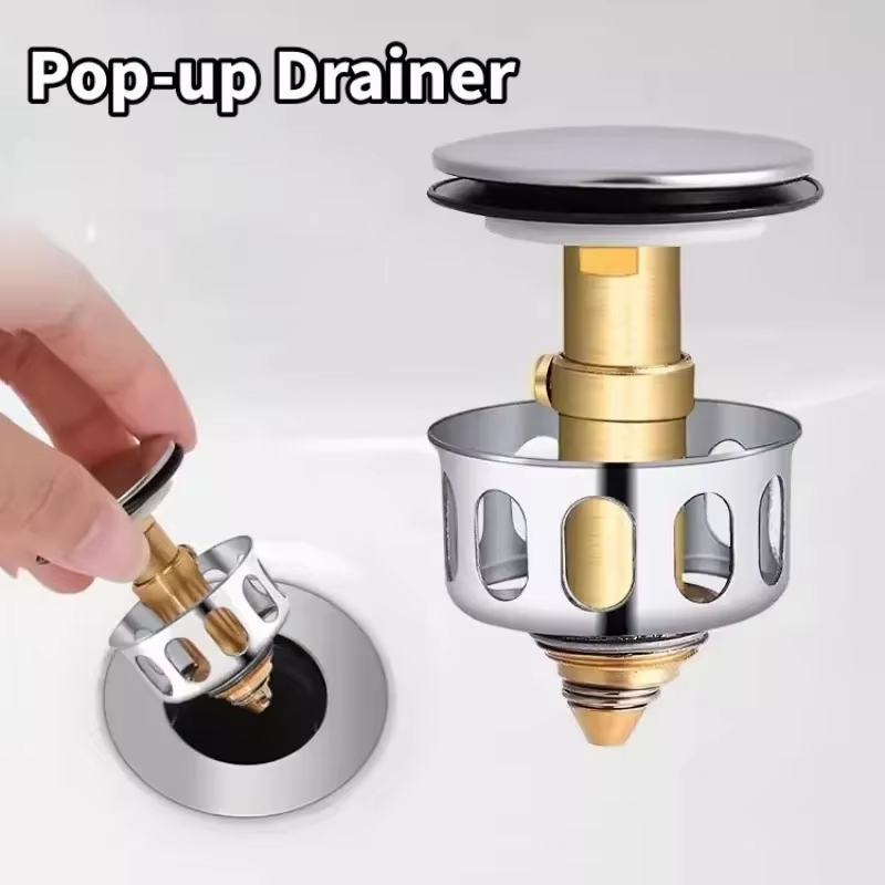 Wastafelafvoeren Universele metalen filterklep Pop-up afdruiprek Afvalstopper Badzeef Plug Haarvangers Badkameraccessoires