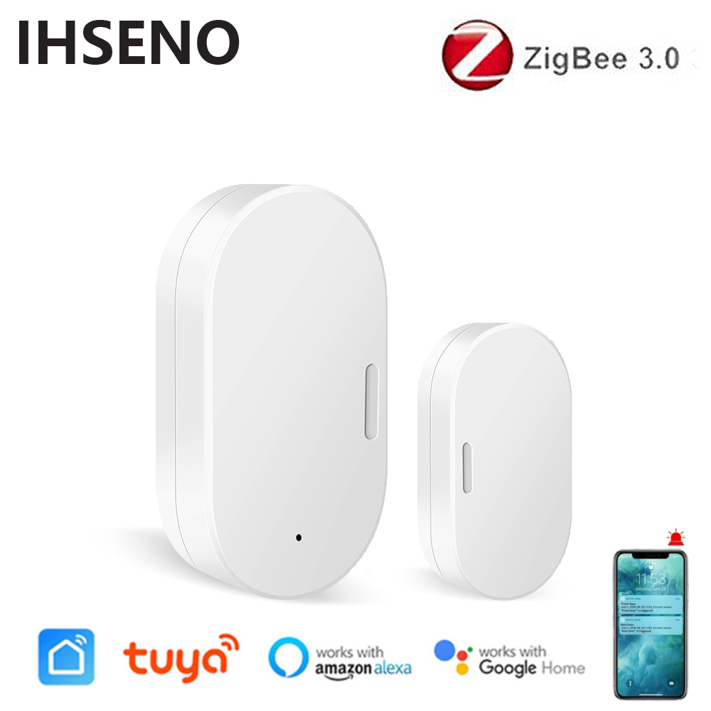 Tuya inteligente zigbee porta sensor aberto/fechado detector de alarme em casa proteção segurança controle vida inteligente via alexa google casa