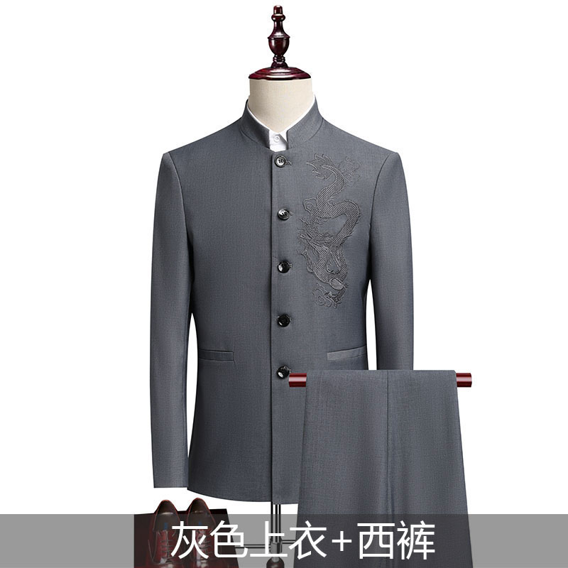 Abito (Blazer + pantaloni) moda uomo Gentleman Business Outdoor colletto in piedi Gentleman Wedding Work Slim Casual MAO Suit