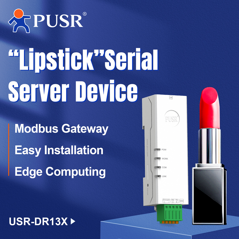 PUSR "Lipstick" Konwerter szeregowy RS485 RS232 na Ethernet Modbus RTU na TCP do montażu na szynę DIN, obsługa Edge Computing, MQTT, DR132/134