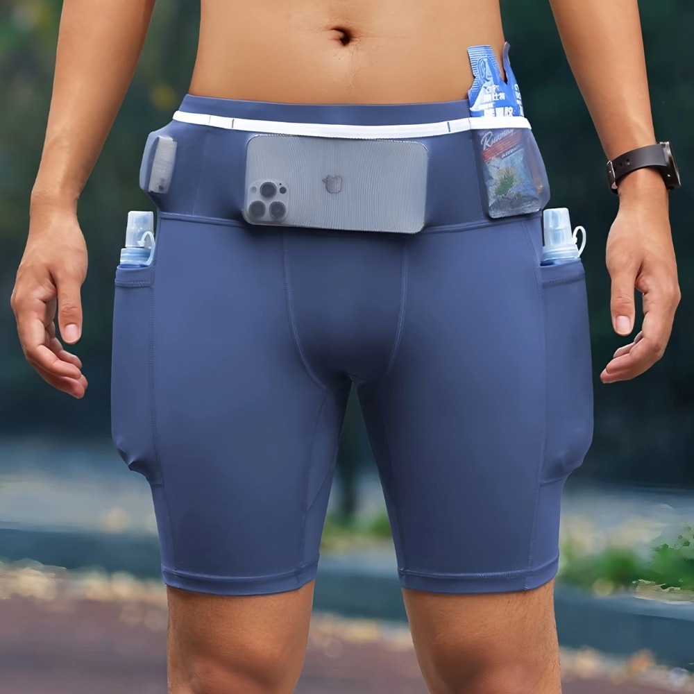 Pantalones Cortos de Compresión de Secado Rápido con 3.0 Bolsillos para Hombre, Ideales para Maratón, Correr, Ciclismo, Fitness y Ejercicio en Verano