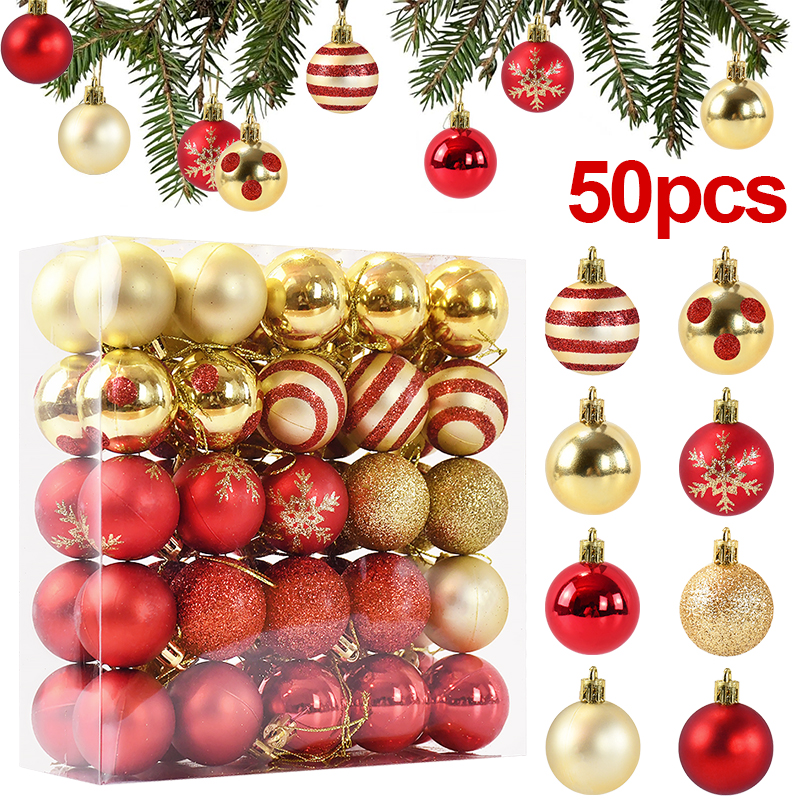 50 шт./кор. 4 см, рождественские шары, украшение для рождественской елки, подвесная безделушка, подвеска 2024, рождественское украшение для дома, подарки на Новый год 2025