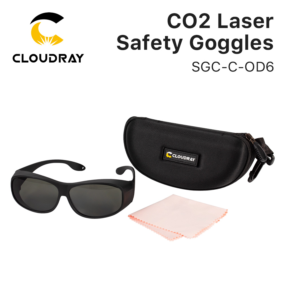 Cloudray-Style C Laser Óculos de Segurança, OD6 + CE Proteção Óculos para CO2 Laser corte e máquina de gravura, 10600nm