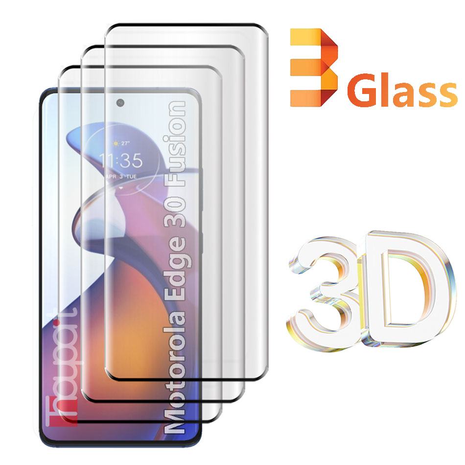 3 pezzi di vetro temperato 3D per Motorola Edge 30 Fusion protezione dello schermo pellicola a copertura totale per Moto Edge30 Fusion Glass