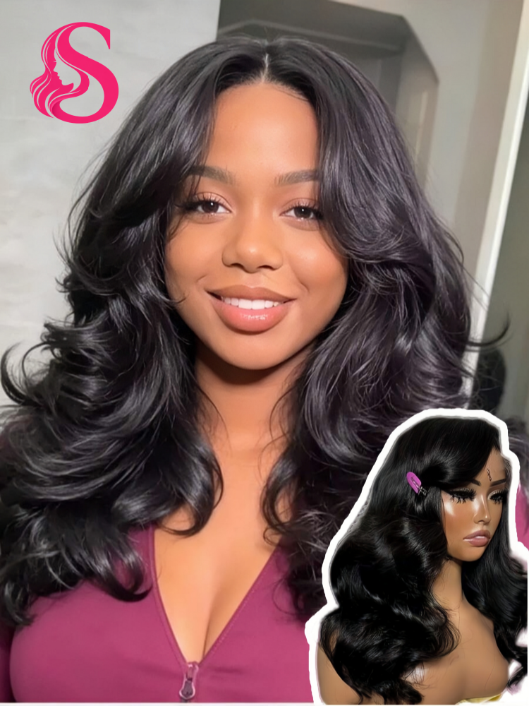 Perucas de Cabelo Humano Smilegirl 13x4 13x6 HD Body Wave com Renda Frontal Pré-Alongada Remy 40 42 Polegadas 5x5 Sem Cola Molhadas e Onduladas