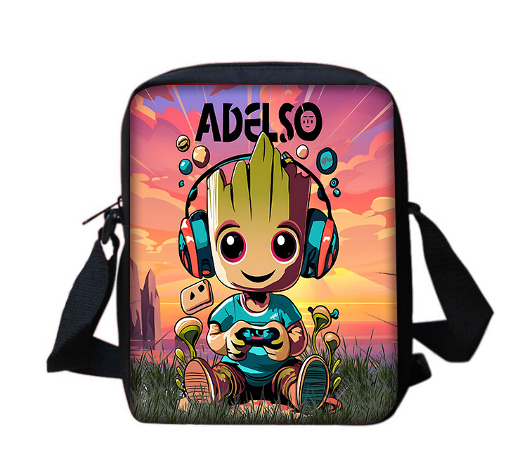Bolso de hombro con estampado de Rocket Raccoons Groots Marvels para niños y niñas, bandolera informal para niños, bolsa para teléfono para hombres y mujeres, bolsa de compras