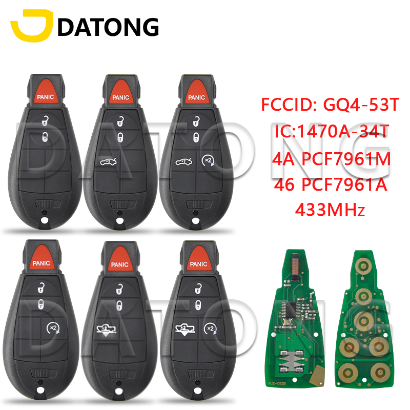 Автомобильный ключ дистанционного управления Datong World для Jeep Cherokee Sport KL Dodge RAM Chrysler Town Country 46/4A GQ4-53T 433 МГц смарт-карта