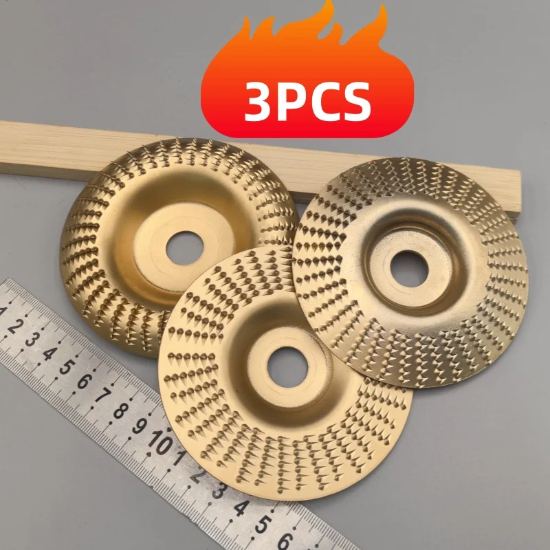 Holzbearbeitungs-Schleifscheiben-Set, dreiteilig, 100 mm breit/16 mm Metallbohrung, bogenförmiges Fasendesign, elektrische Schleifscheibe für Holz