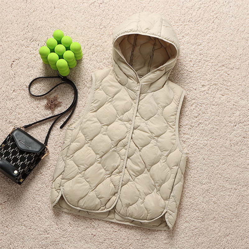Chaquetas con capucha finas ultraligeras para mujer, abrigo acolchado sin mangas ajustadas coreanas para primavera e invierno, novedad de 2024