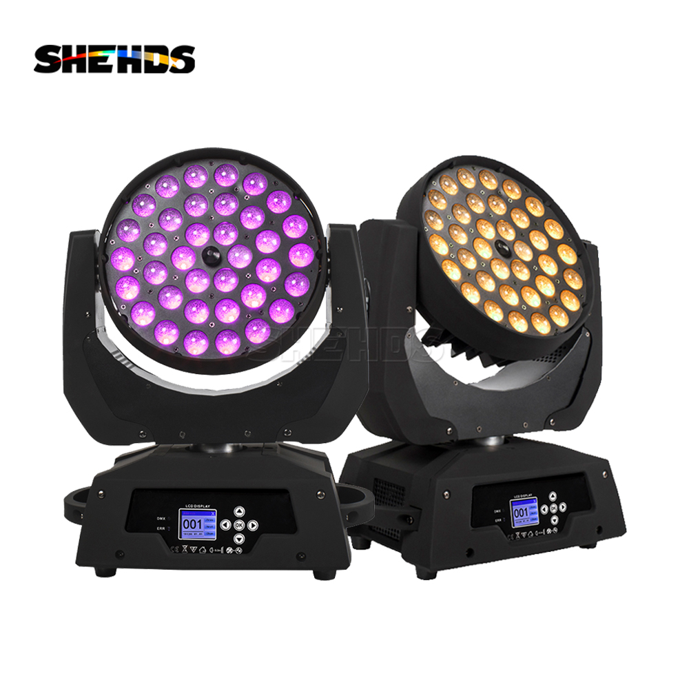 SHEHDS 2 pièces 36x18W LED tête mobile bouton clé Version RGBWA + UV 6in1 Zoom lavage lumière de scène pour DJ Disco lumières de noël fête