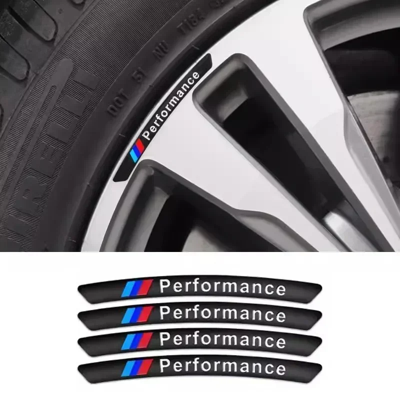 สติกเกอร์ขอบล้อรถยนต์ 4 ชิ้น สำหรับตกแต่ง BMW M Power Performance F10 F31 E36 E39 E87 E90 X3 X5 M3 M5 X1 X3 X5 รุ่น A
