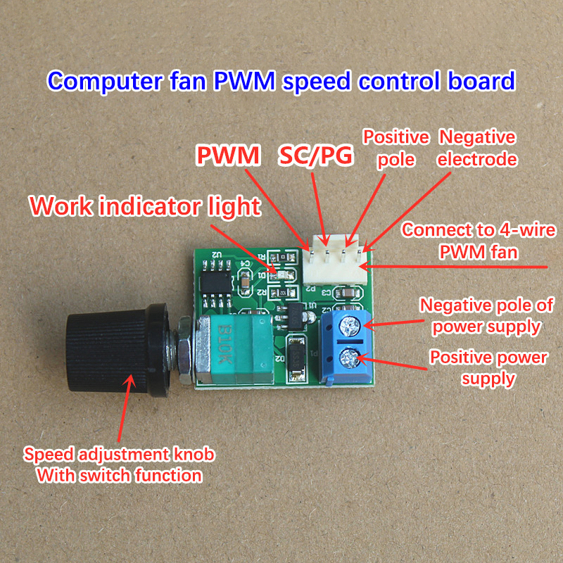 Регулятор вентилятора DC12V, ШИМ-регулятор скорости с переключателем, одноканальный, 4-контактный, маломощный, бесшумный, для вентиляторов корпуса компьютера