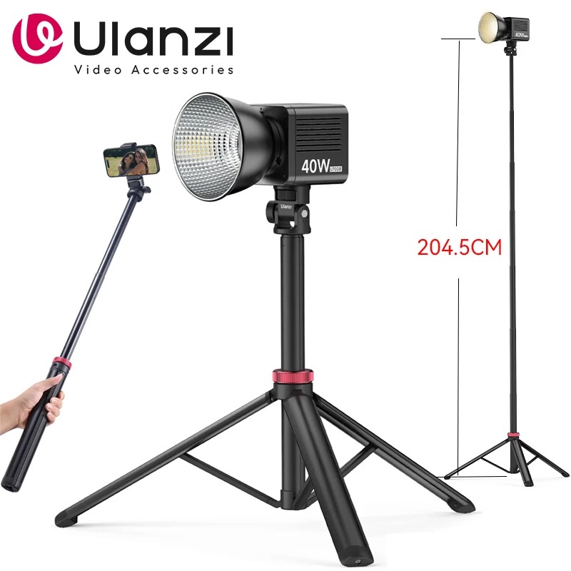 Ulanzi MT-79 2M Treppiede Universale Portatile in Lega di Alluminio Supporto per Lampada LT028 Luce di Riempimento Leggera per Fotocamera e Action Camera
