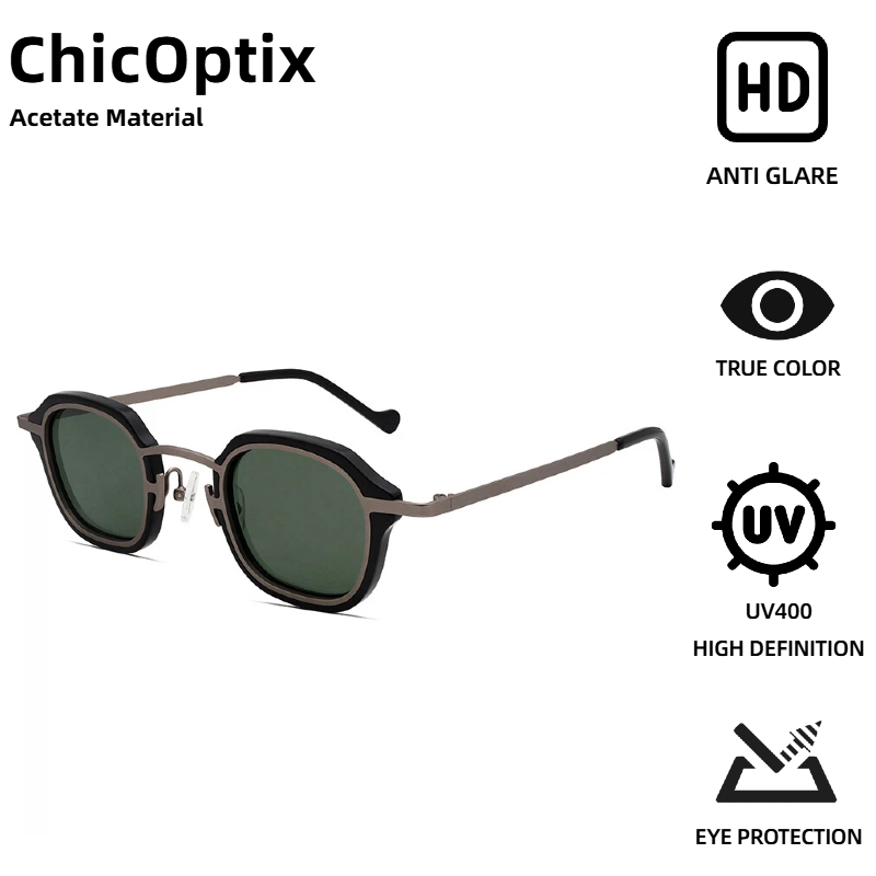 ChicOptix женские ретро-панк-дизайн металлические ацетатные солнцезащитные очки, мужские модные квадратные солнцезащитные очки в стиле панк, нейлоновые линзы UV400