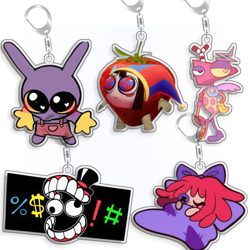 For The Amazing Digital Circus Jax Pomni Ragatha Gangle Acrylic Selfmade Cute Cartoon Anime Keychain Pendant Toy Gifts 5cm