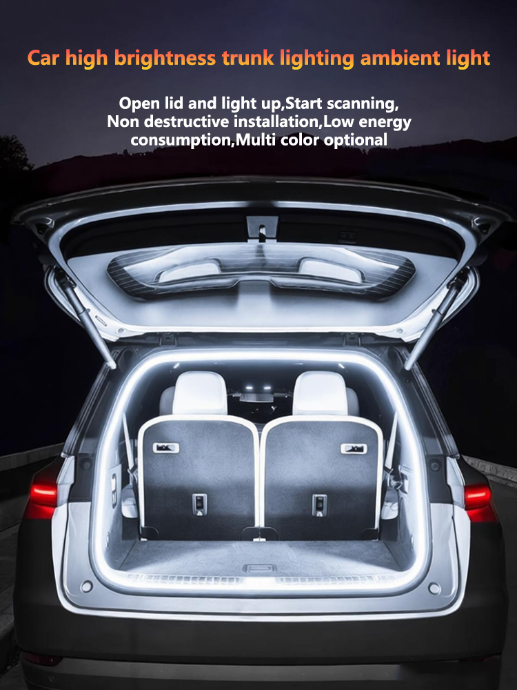 Auto Hoge Helderheid Kofferbak Verlichting Omgevingslicht Interieur Decoratie LED Bedrading Gratis Automatische Sensing Achterklep 2/4M Lichtstrip