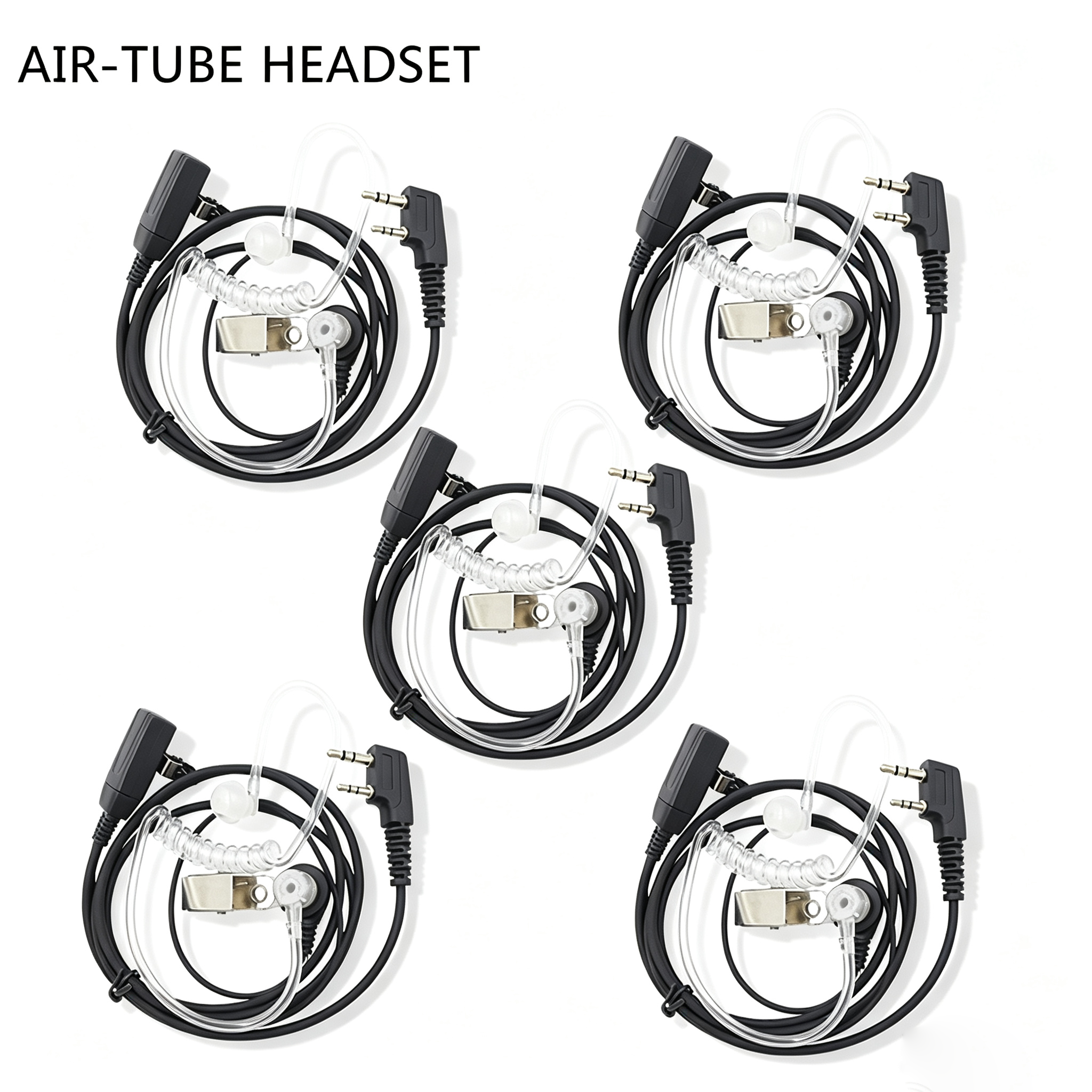 5 Fones de Ouvido Walkie Talkie com Conector K de 2 Pinos, Cabo Universal para Baofeng UV5R e QUANSHENG