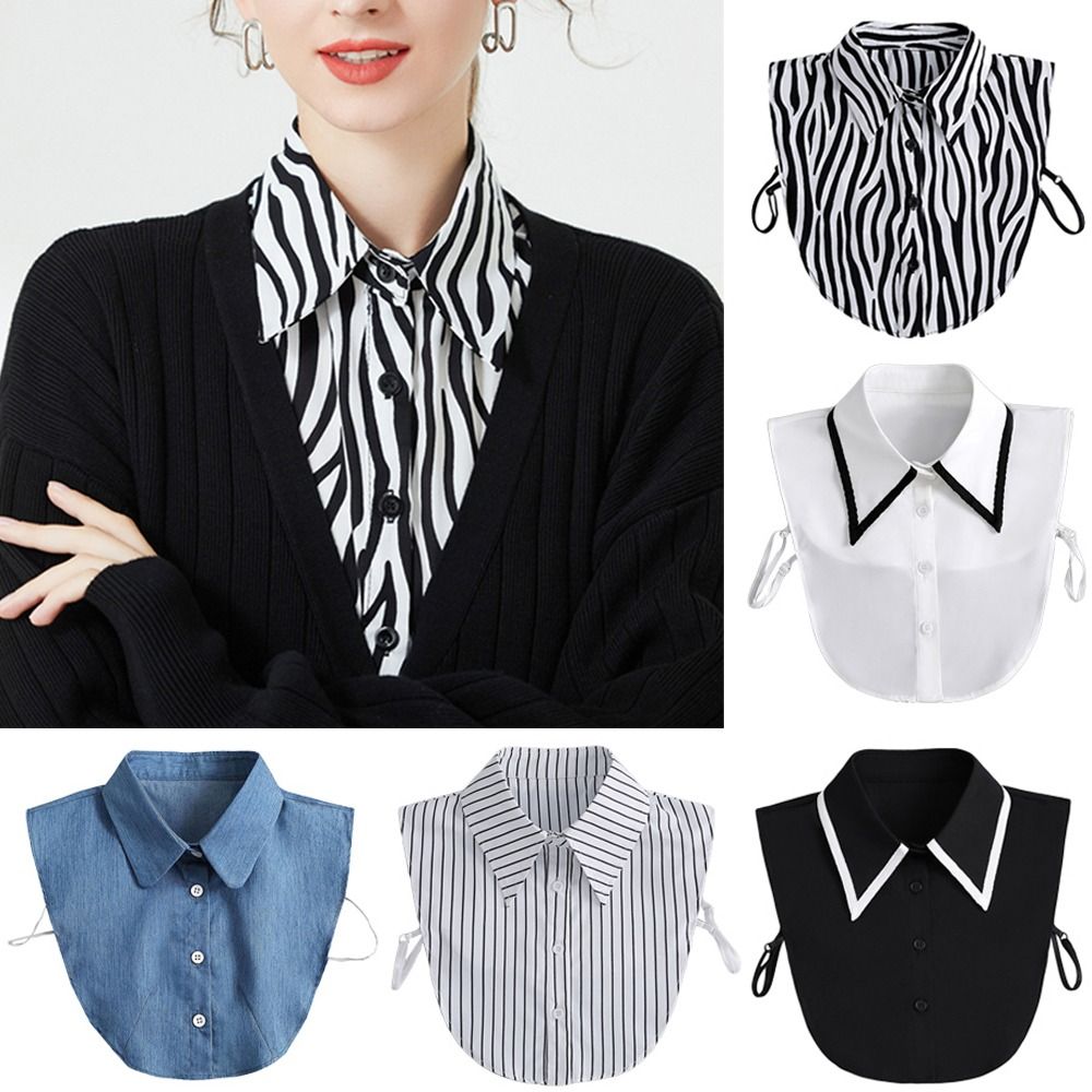 Nova lapela colar falso vintage destacável camisa colar falso para mulheres blusa camisola lapela superior gravatas roupas acessórios