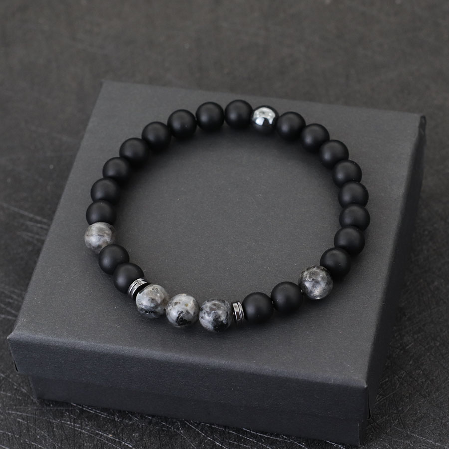 Noter gelang buatan tangan pria 8mm, aksesori santai Homme mata harimau Onyx batu manik-manik Hematite penyembuhan